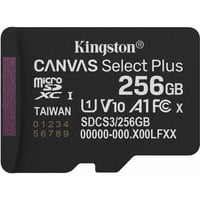 Kingston Canvas Select Plus 256 GB MicroSDXC geheugenkaart Zwart, UHS-I U1, Class 10, V10