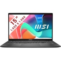 MSI Modern 15 (F1MG-005BE) 15.6" laptop Zwart | Core 7 150U | Iris Xe Graphics | 16 GB | 1 TB SSD