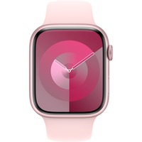 Apple Watch Series 9 smartwatch Roze/rosé, Aluminium, 45 mm, Sportbandje (S/M), GPS + Cellular