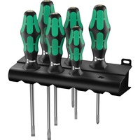 Wera Schroevendraaierset 334/335/6 Kraftform Plus, Lasertip met rek Zwart/groen, 6-delig