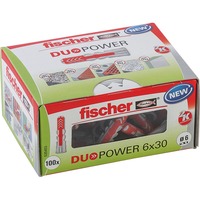 fischer DUOPOWER 6x30 LD plug Lichtgrijs/rood, 100 stuks