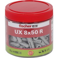 fischer Universeelplug UX 8 x 50 R met rand, bus Lichtgrijs, 75 stuks
