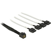 DeLOCK Cable Mini SAS HD SFF-8643 > 4 x SATA 7 Pin, 0,5m kabel Zwart, 83392
