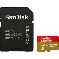 SanDisk Extreme microSDHC 32 GB geheugenkaart UHS-I U3, Class 10, V30, A2, incl. Adapter