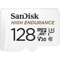 SanDisk High Endurance microSDXC 128 GB geheugenkaart Wit, Class 10, V30, U3, Incl. adapter