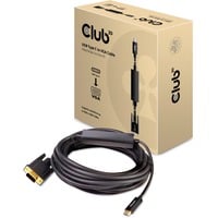 Club 3D Actieve USB-C naar VGA kabel Zwart, 5 meter