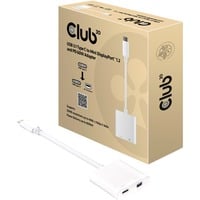 Club 3D USB-C 3.1 > Mini DisplayPort 1.2 and PD 60 W adapter Wit, 0,18 meter