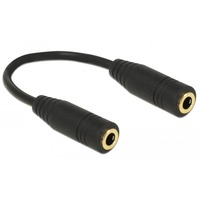 DeLOCK Adapter Audio Stereo Jack 3.5 mm 4-pin (female) > 3,5 mm 4-pin (female) Zwart, 0,13 meter