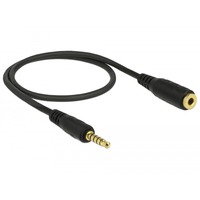 DeLOCK Stereo Jack 3,5 mm 5-Pin (male) > 3,5 mm 5-Pin (female) kabel Zwart, 0,5 meter