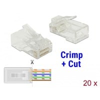 DeLOCK RJ45 Crimp+Cut Plug Cat.6 UTP stekker Transparant, 20 stuks