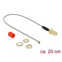 DeLOCK SMA female naar MHF/U.FL-LP-068 male adapter Grijs/goud, 0,2 meter