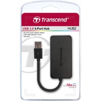 Transcend 4-Port USB 3.0 Hub usb-hub Zwart, 4x USB 3.0