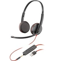 Plantronics Blackwire 3225 duo on-ear headset Zwart, 3,5mm aansluiting, USB-A