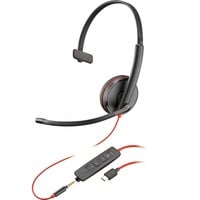 Plantronics PLAN Blackwire 3215 mon USB-C on-ear headset Zwart