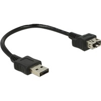 DeLOCK EASY-USB-A 2.0 male > USB-A 2.0 verlengkabel Zwart, 0,2 meter