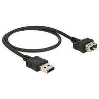 DeLOCK EASY-USB-A 2.0 male > USB-A 2.0 verlengkabel Zwart, 0,5 meter