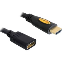 DeLOCK HDMI A (male) > HDMI A (female) verlengkabel Zwart, 3 meter