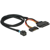 DeLOCK Interne MiniSAS-HD SFF-8643 naar SFF-8639 + 15-pin SATA adapterkabel Zwart, 0,75 meter