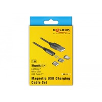 DeLOCK Magnetische USB laadkabelset voor 8 Pin / Micro USB / USB-C antraciet