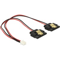 DeLOCK Power 2-pin female > 2 x SATA 15-pin splitterkabel Zwart/rood, 0,2 meter