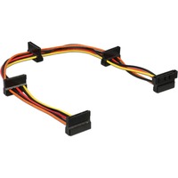 DeLOCK Power SATA 15 pin plug > 4 x SATA 15 pin kabel Zwart/rood, 0,4 meter