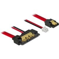 DeLOCK SATA 6 Gb/s 7 pin + 2 pin power female > SATA 22 pin  adapter Zwart/rood, 85238, 0,1 meter