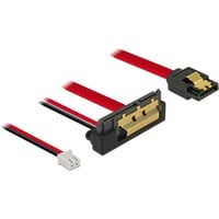 DeLOCK SATA 6 Gb/s 7 pin + 2 pin power female > SATA 22 pin  adapter Zwart/rood, 85239, 0,1 meter