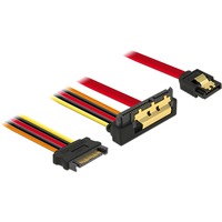 DeLOCK SATA 6 Gb/s 7 pin + SATA 15 pin power plug > SATA 22 pin adapter Zwart/rood, 0,3 meter