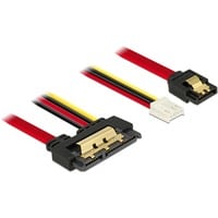 DeLOCK SATA 7 pin + Floppy 4 pin power female > SATA 22 pin adapter Zwart/rood, 85234, 0,3 meter
