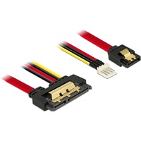 DeLOCK SATA 7 pin + Floppy 4 pin power male > SATA 22 pin adapter Zwart/rood, 85232, 0,3 meter
