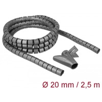 DeLOCK Spiraalslang met Pull-in Tool 2,5 m x 20 mm kabelslang Grijs