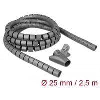 DeLOCK Spiraalslang met Pull-in Tool 2,5 m x 25 mm kabelslang Grijs