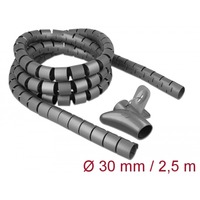 DeLOCK Spiraalslang met Pull-in Tool 2,5 m x 30 mm kabelslang Grijs