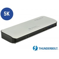 DeLOCK Thunderbolt 3 Docking Station 5K - HDMI / USB 3.0 / USB-C / SD / LAN Zilver/zwart, USB-C, HDMI, USB-A