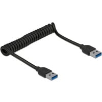 DeLOCK USB-A male > USB-A male spiraalkabel Zwart, 1,2 meter