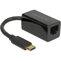DeLOCK USB-C 3.2 Gen 1 naar RJ-45 Gigabit LAN adapter Zwart, 10/100/1000 Mbps