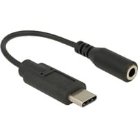 DeLOCK USB-C > 3.5 mm 4-pin adapter Zwart, 0,14 meter