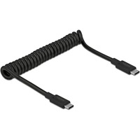 DeLOCK USB-C male > USB-C male spiraalkabel Zwart, 1,2 meter
