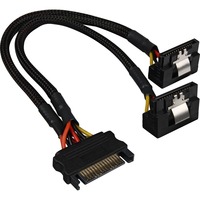 Sharkoon Sata Y- Stroomadapter 90 graden, 0,20m splitterkabel Zwart