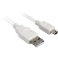 Sharkoon USB-A 2.0 > Mini USB-B kabel Wit, 1 meter, Dubbele afscherming