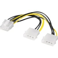 goobay PCIe naar 2x 5,25" voedingskabel Zwart/geel, 0,15 meter