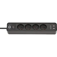 Brennenstuhl Ecolor 4-voudige stekkerdoos met usb Zwart, 4x stekker, 2x USB-A