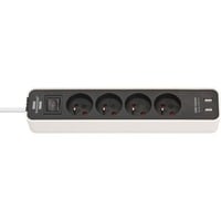 Brennenstuhl Ecolor stekkerdoos met USB Zwart, 4x stekker, 2 USB-aansluitingen, 1,5 m