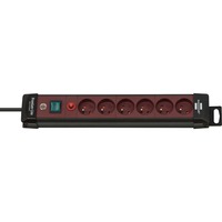 Brennenstuhl Premium-Line stekkerdoos 6-voudig Zwart/rood