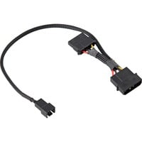 Sharkoon 5,25" 4-pin (male) naar 5,25" 4-pin (female) + 2-pin koeler (male) adapter Zwart, 30 centimeter