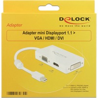 DeLOCK Adapter Mini DisplayPoort naar VGA/HDMI/DVI Wit, 62630, 0,16 meter
