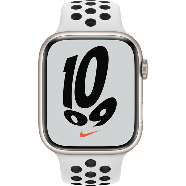 Apple Watch Series 7 Nike smartwatch Zilver/wit, 45 mm, Aluminium, Wifi