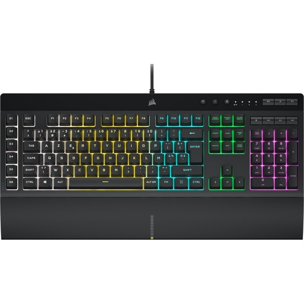 Corsair 15666435 K55 RGB Pro Gaming Toetsenbord (Qwerty US, RGB-verlichting, Macro toetsen, IP42 stof- en waterbestendig, afneembare polssteun, meadia- & volume toesten),Zwart Corsair 15666435 K55 RGB Pro Gaming Toetsenbord (Qwerty US, RGB-verlichting, Macro toetsen, IP42 stof- en waterbestendig, afneembare polssteun, meadia- & volume toesten),Zwart