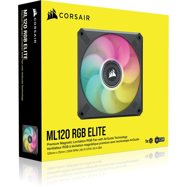 Corsair iCUE ML120 RGB ELITE case fan Zwart/transparant, 4-pins PWM fan