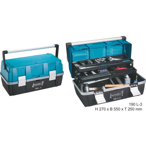 Steen berouw hebben grens Hazet Kunststof gereedschapskist 190L-3 Blauw/zwart, 3 uitneembare doosjes  voor kleine onderdelen in het deksel